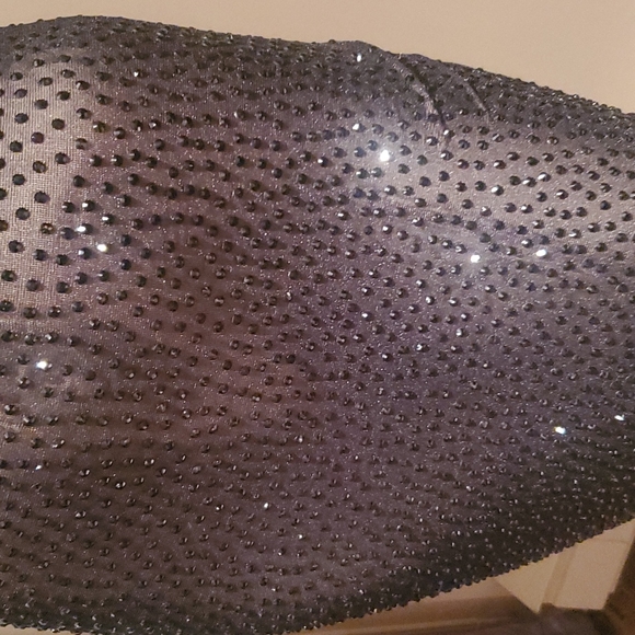 SOLD New Fashion Nova Studded Rhinestone Black Sheer Mesh Glo Up Dress Sold Out - Picture 5 of 7